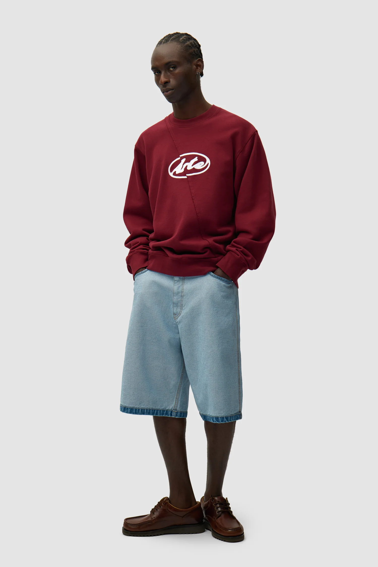 Circle Logo Embroidery Sweater - Bordeaux - Image 6