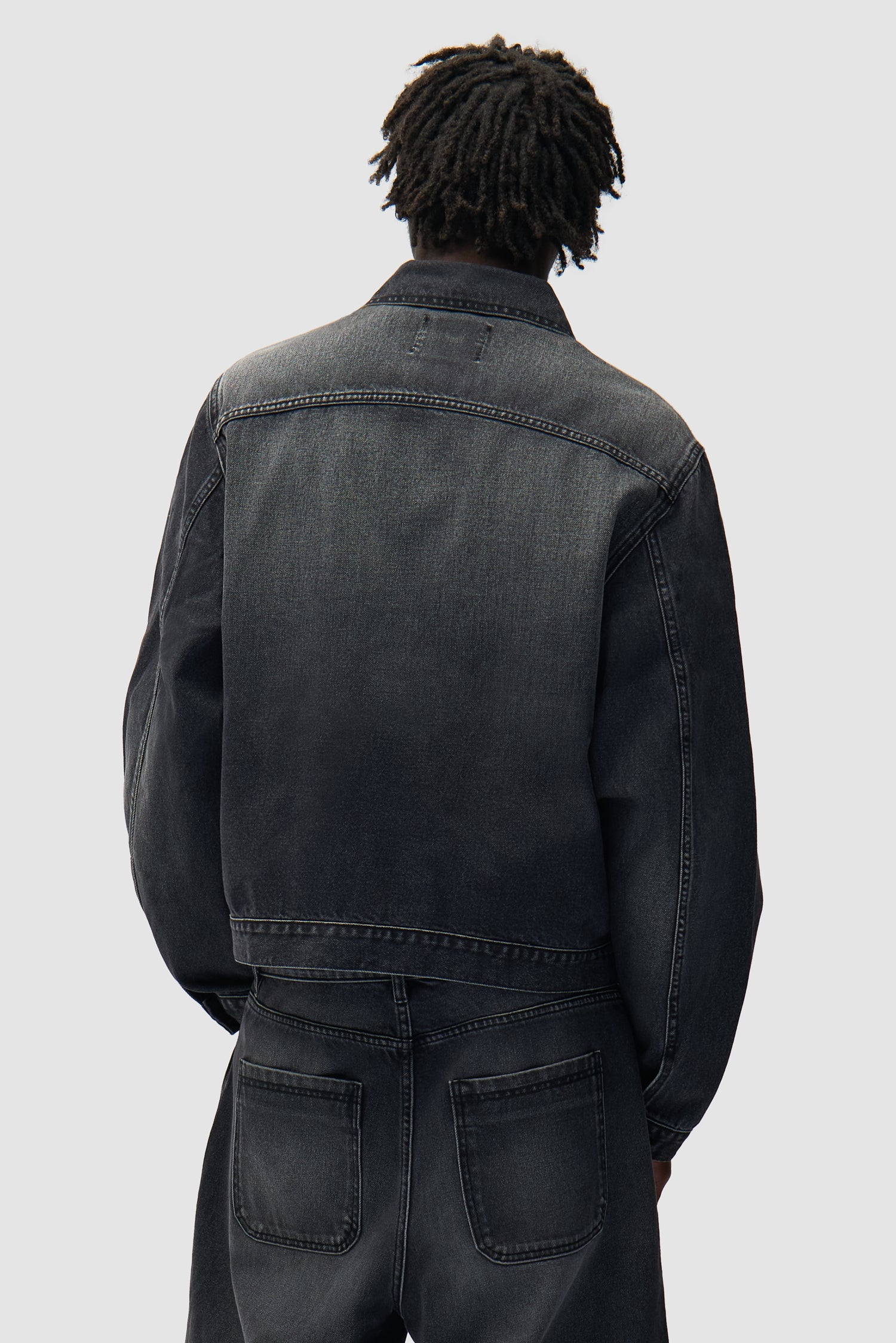 Fold Pocket Denim Jacket - Fade Black - Image 3
