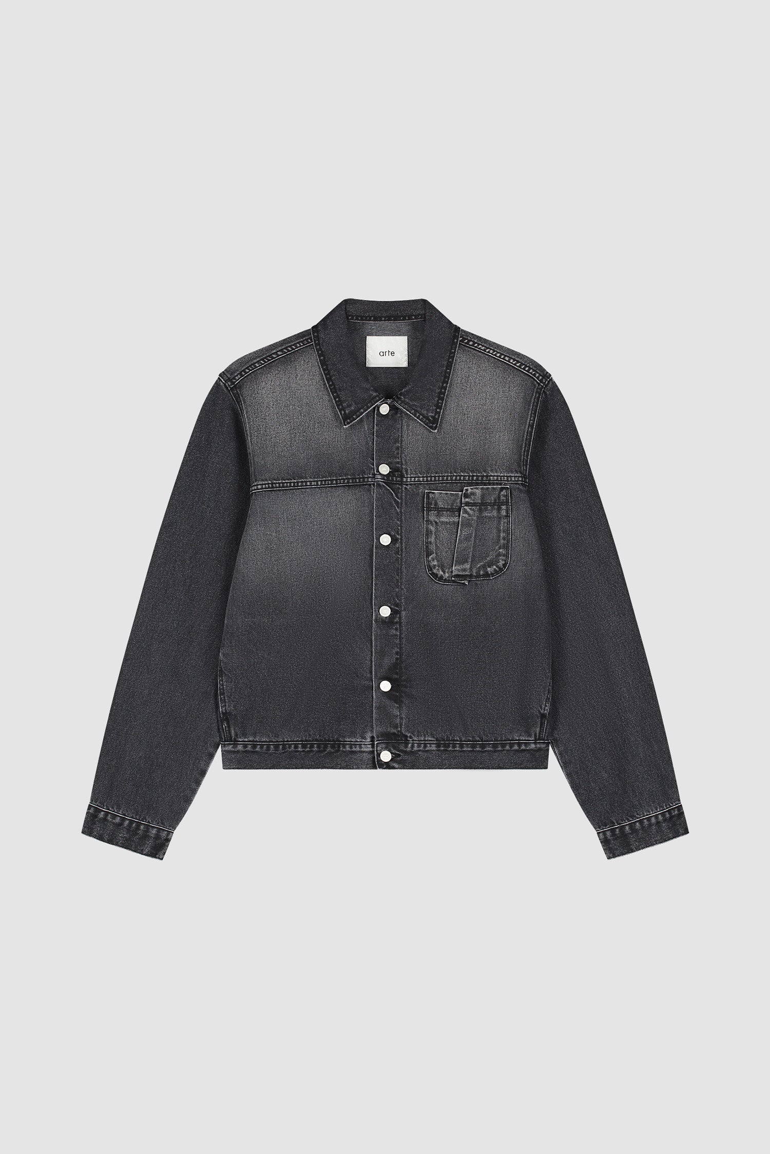 Fold Pocket Denim Jacket - Fade Black - Image 9