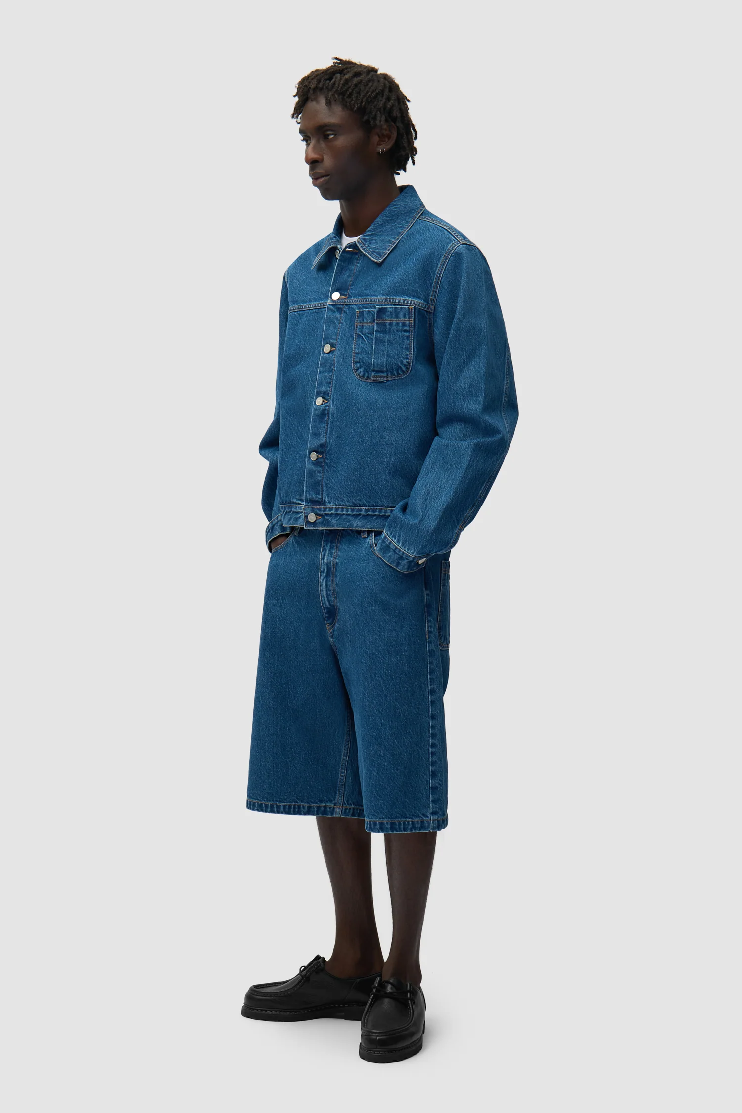 Fold Pocket Denim Jacket - Raw Denim - Image 4