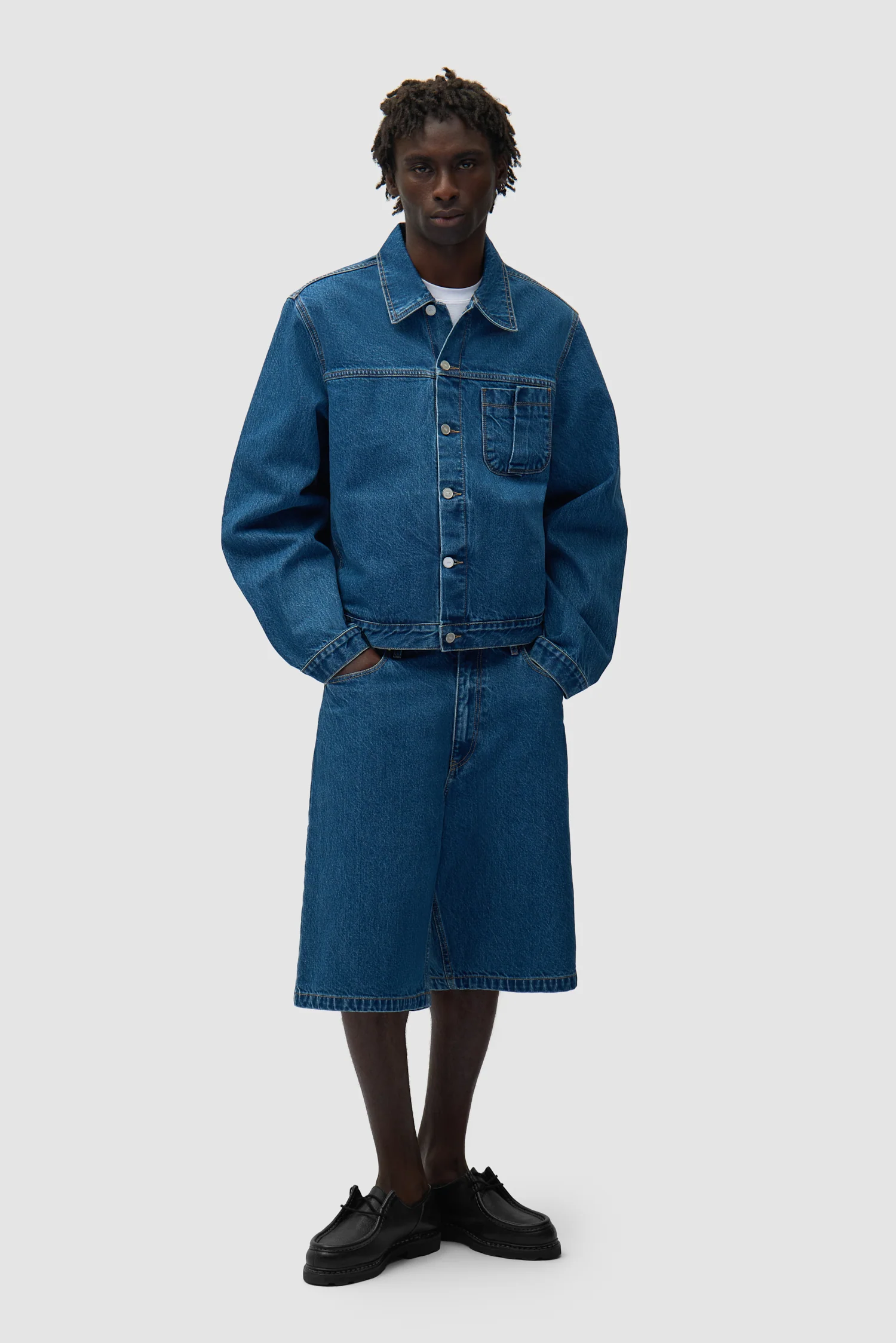 Fold Pocket Denim Jacket - Raw Denim - Image 5