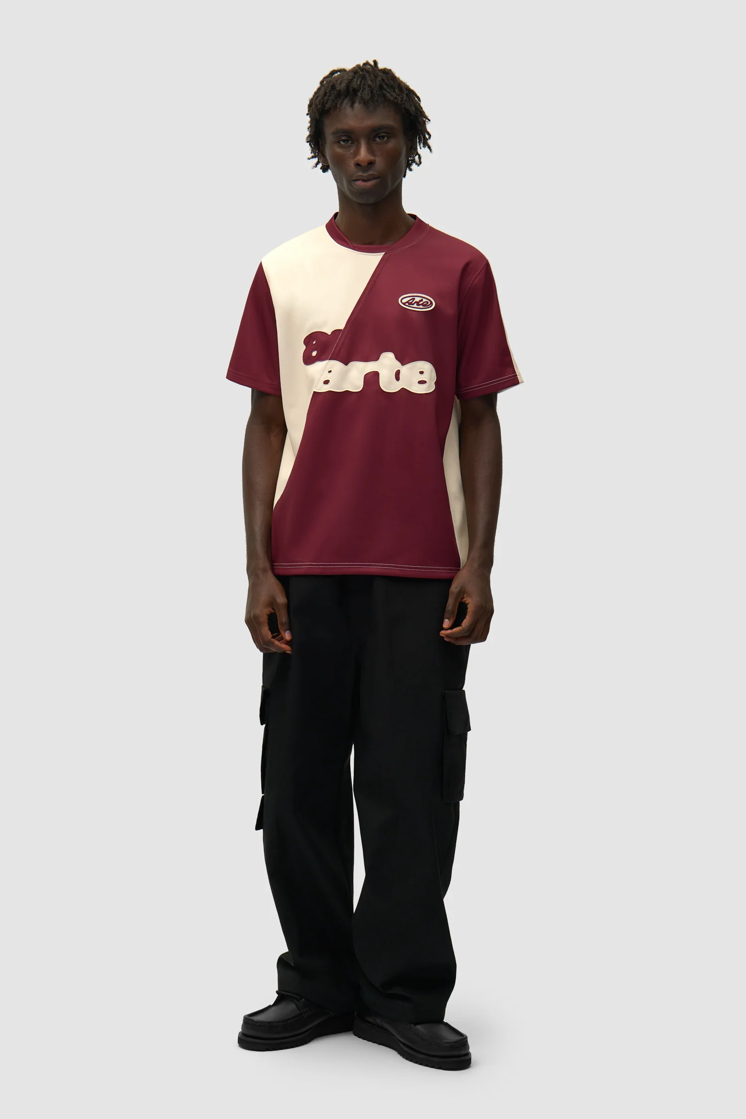 Football T-shirt - Bordeaux/Cream - Image 4