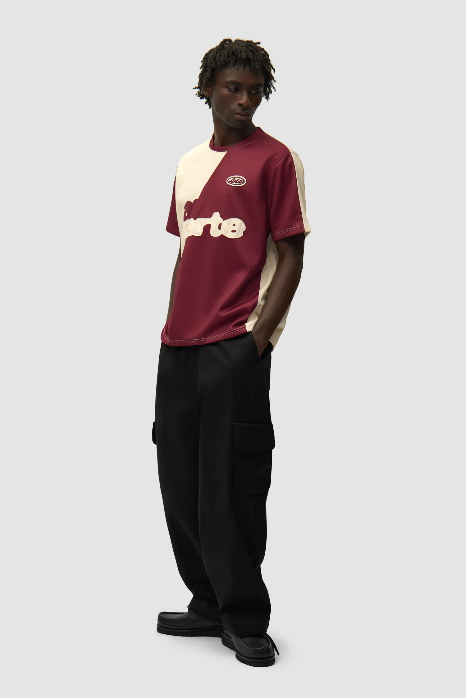 Football T-shirt - Bordeaux/Cream - Image 5