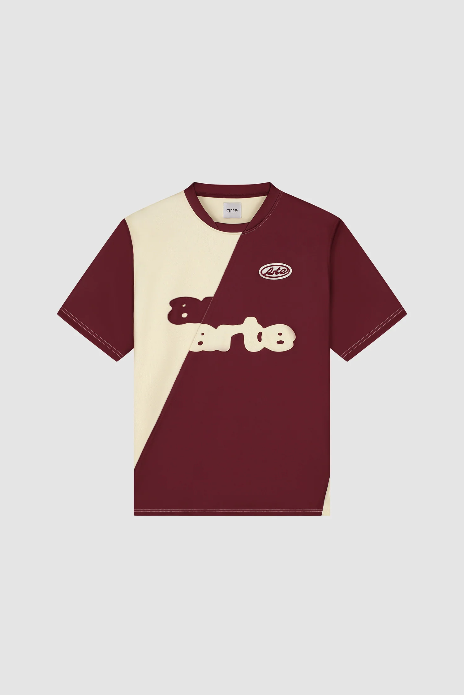 Football T-shirt - Bordeaux/Cream - Image 9