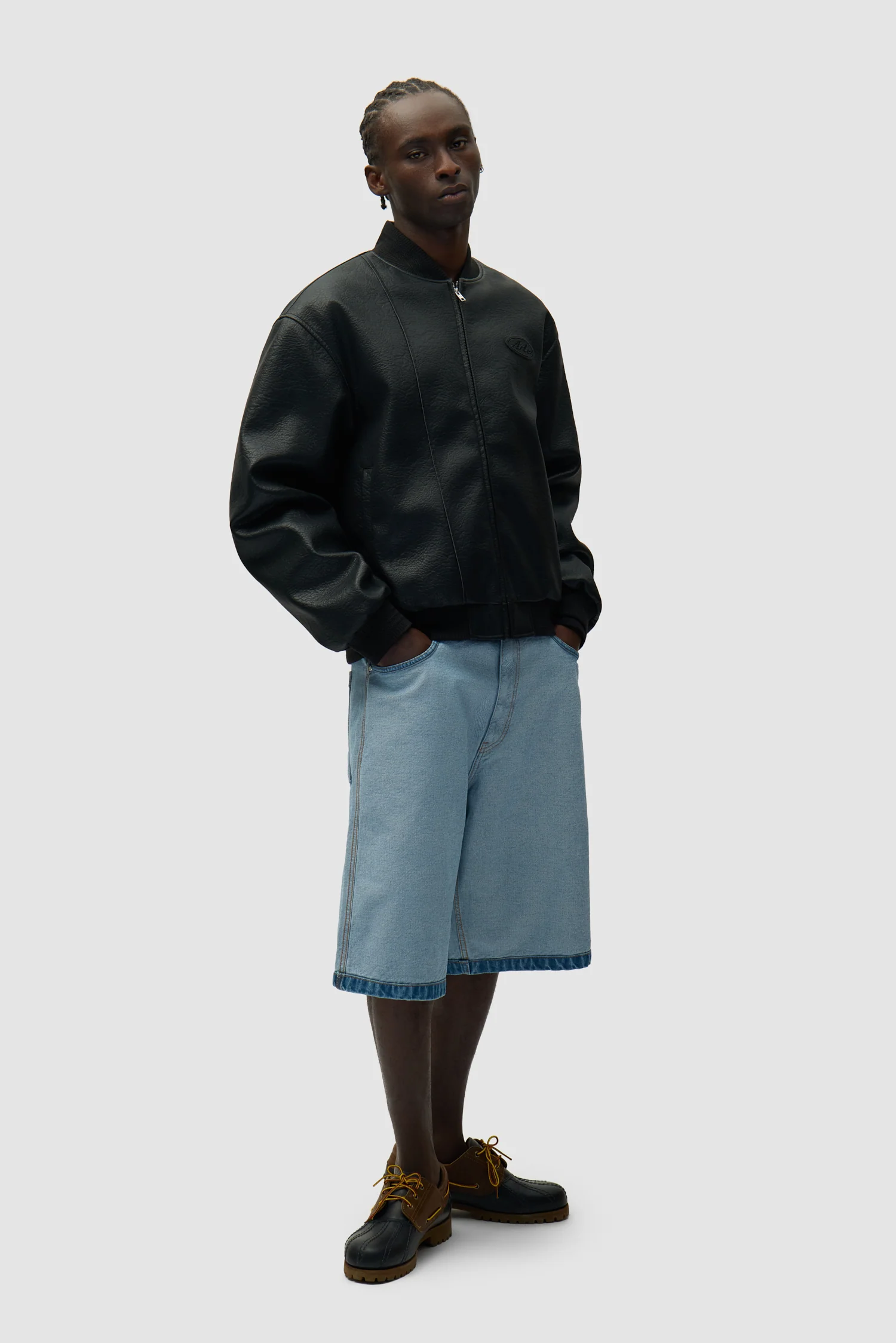 Leather Varsity Jacket - Black - Image 4