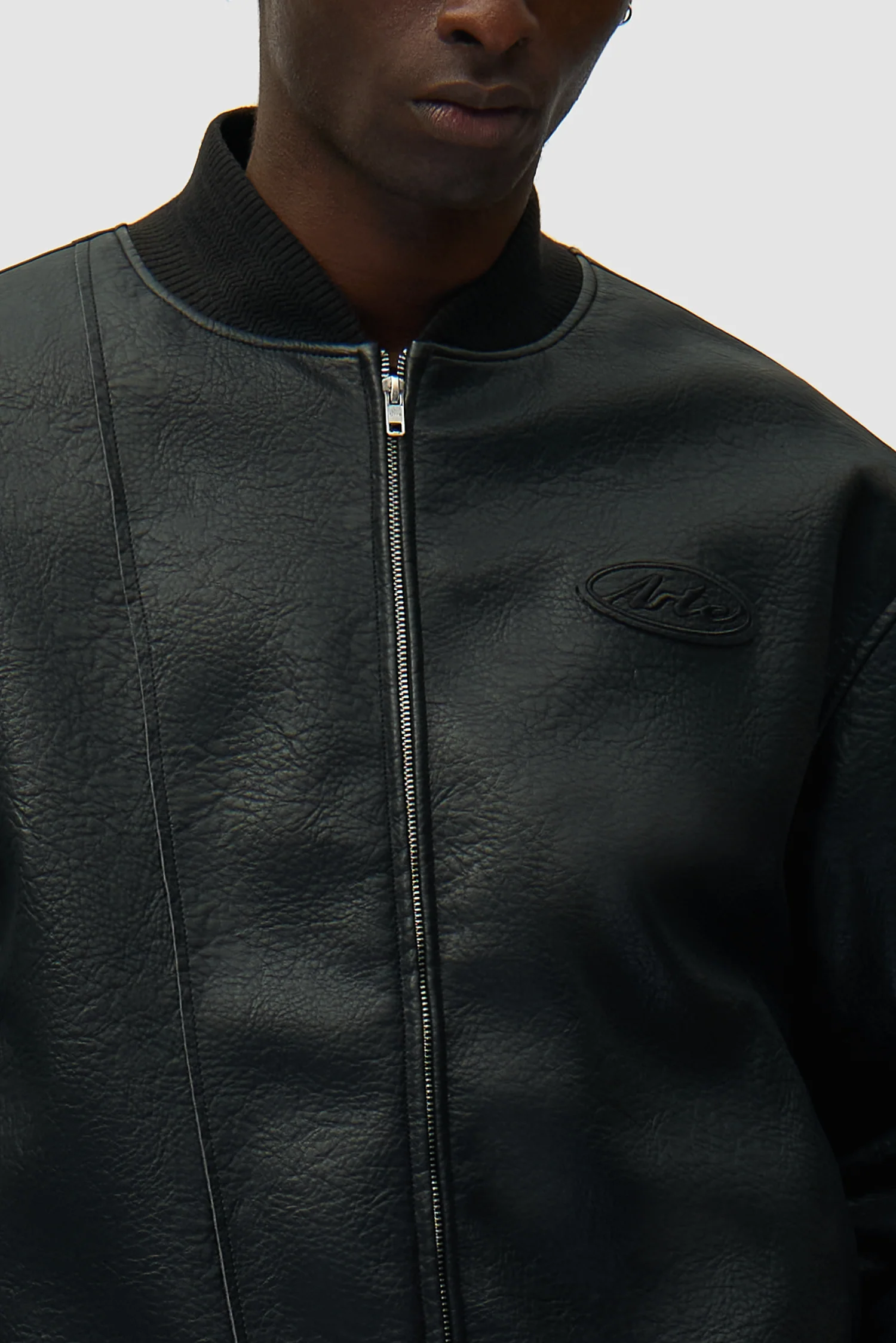 Leather Varsity Jacket - Black - Image 8