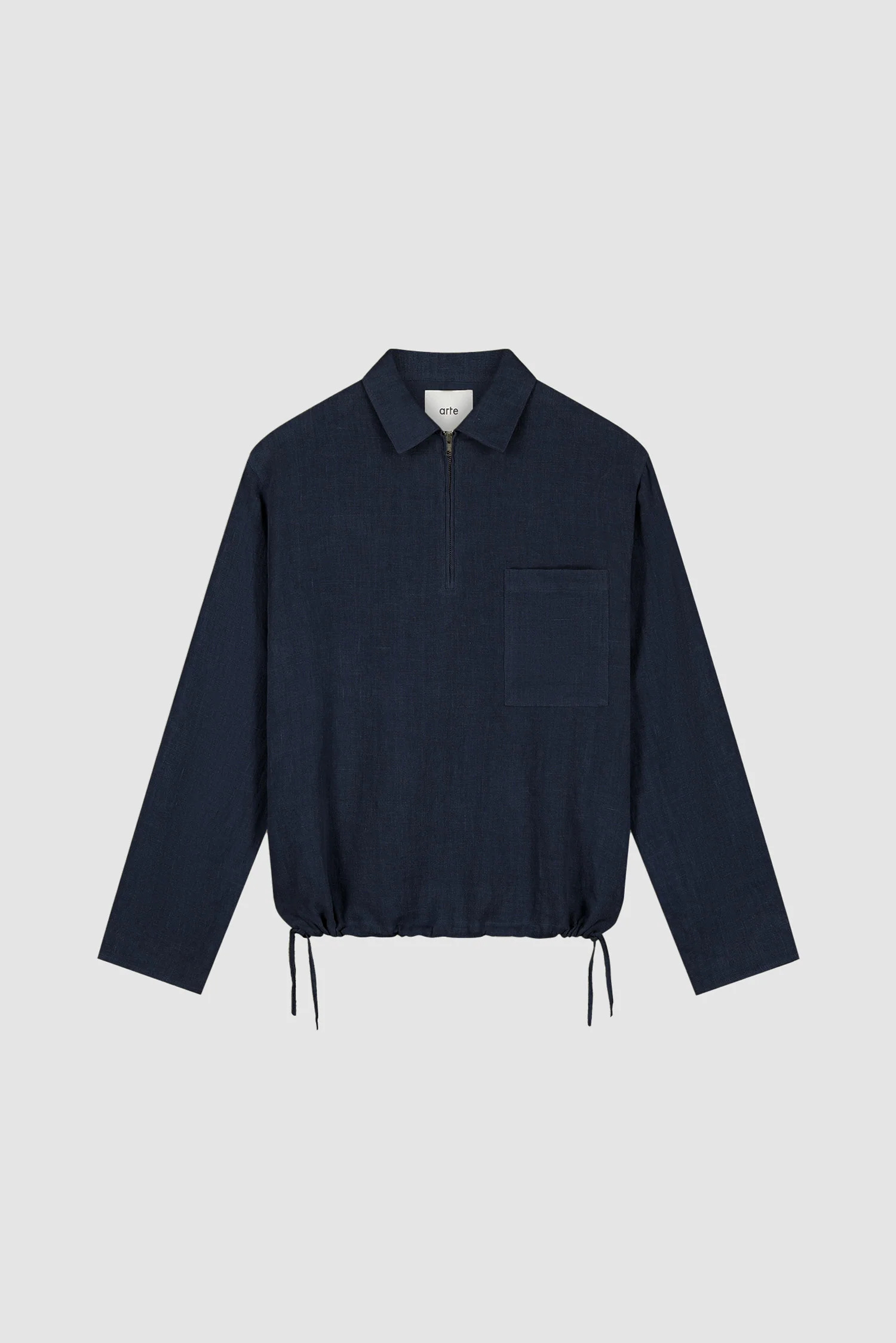 Linen Quarter Zip Pullover - Navy - Image 10