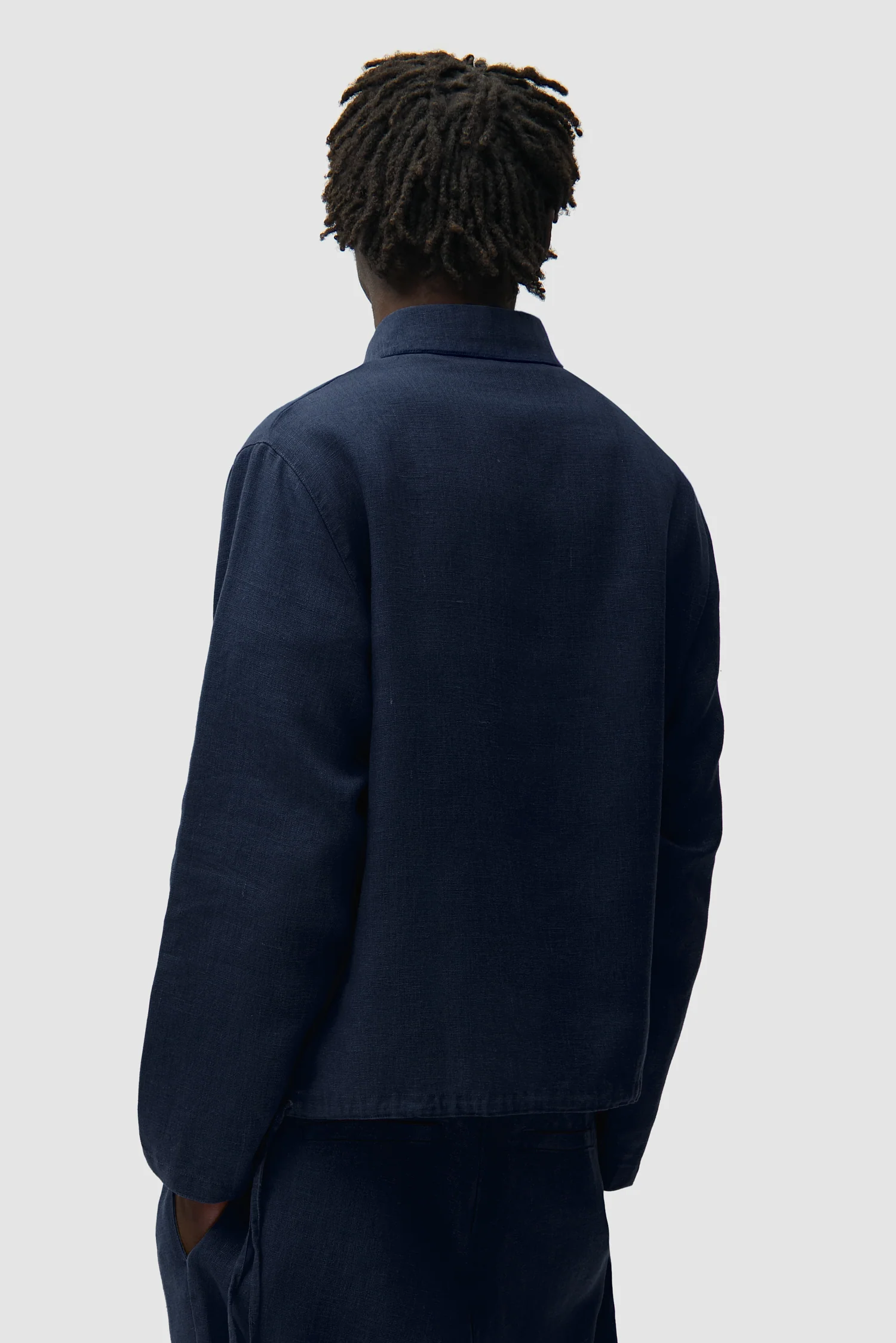 Linen Quarter Zip Pullover - Navy - Image 3