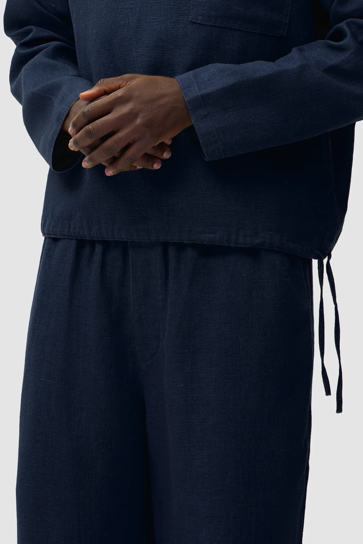 Linen Quarter Zip Pullover - Navy - Image 9