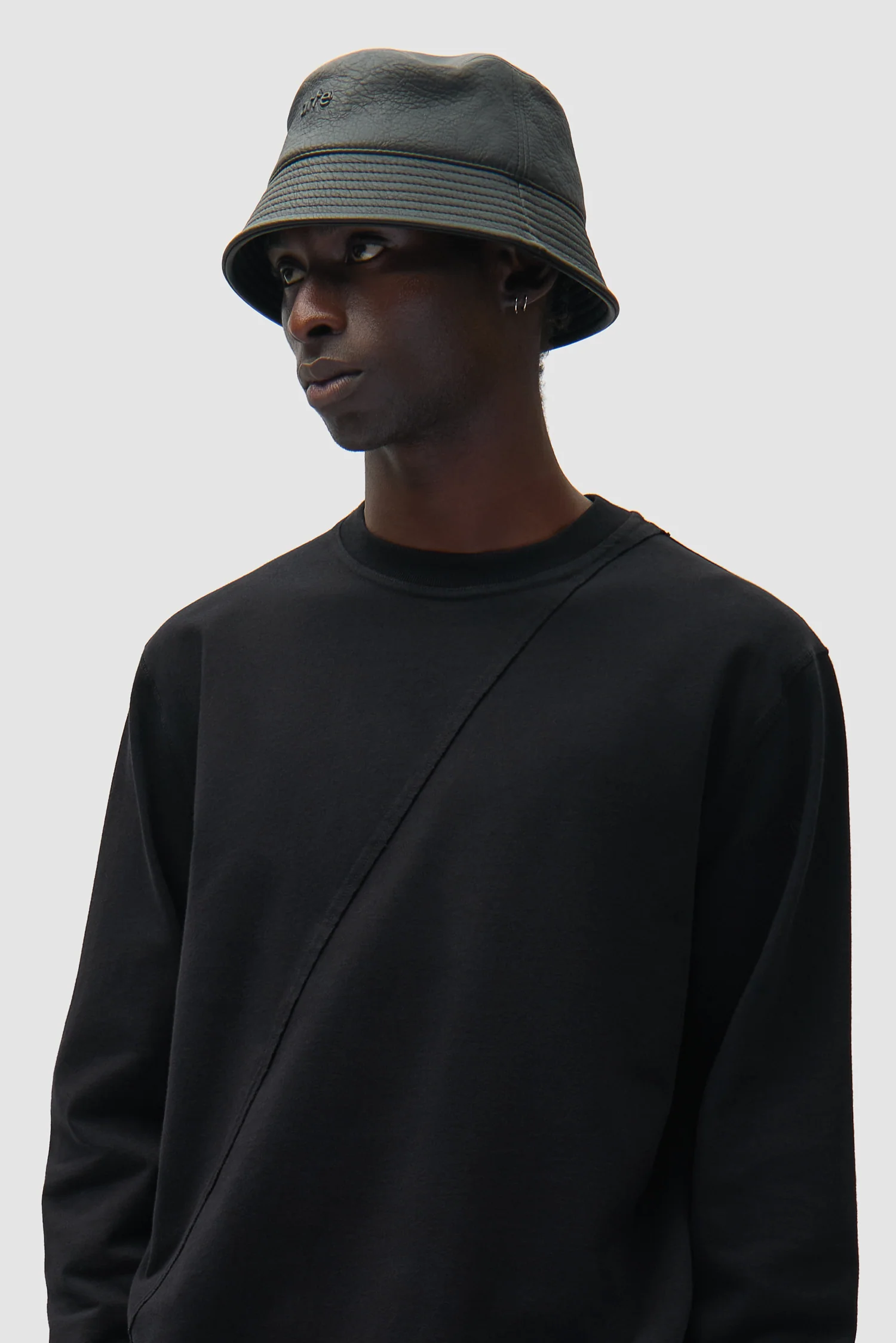 PU Leather Buckethat - Black - Image 3