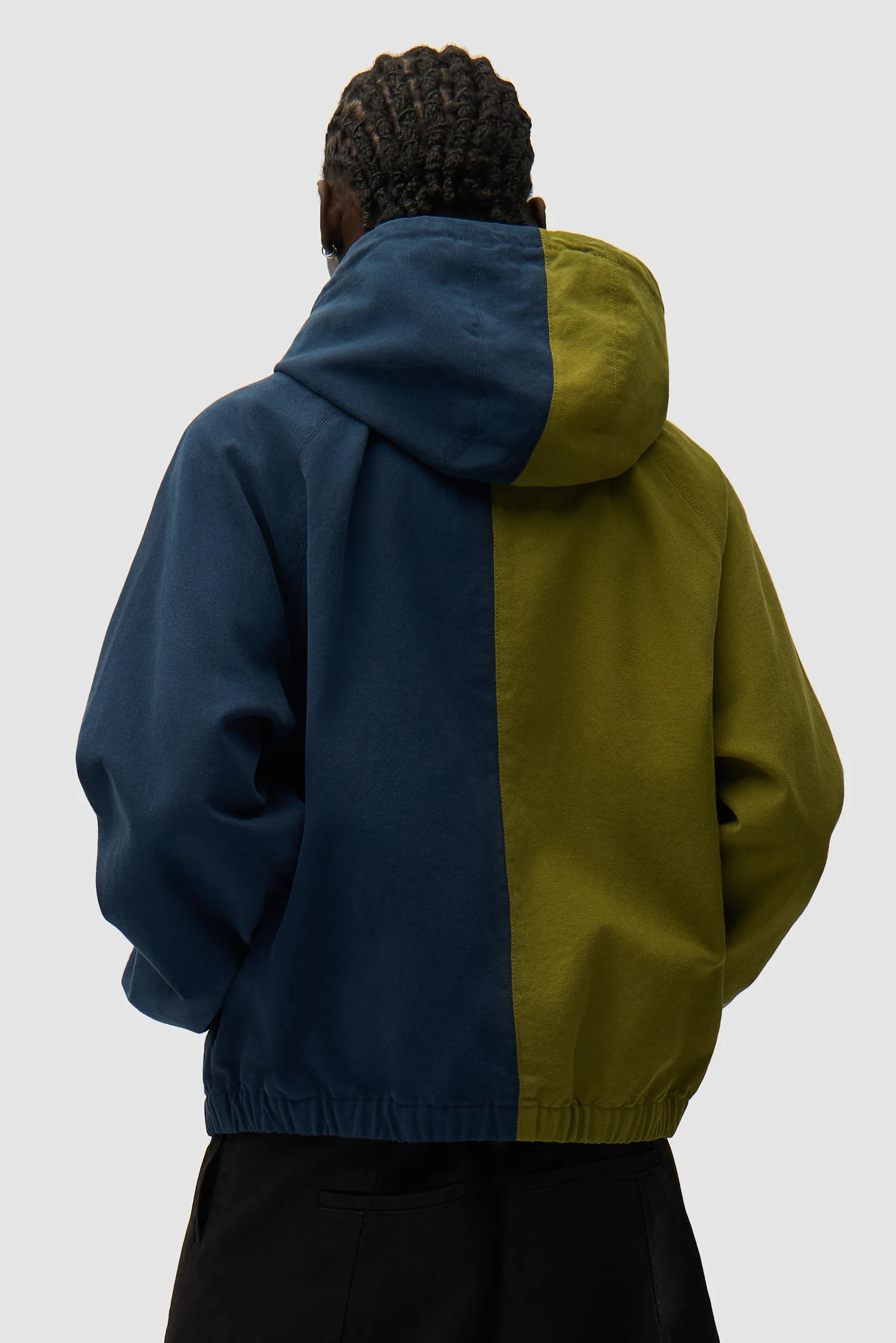 Split Logo canvas Hood Jacket - Navy/Green - Image 3