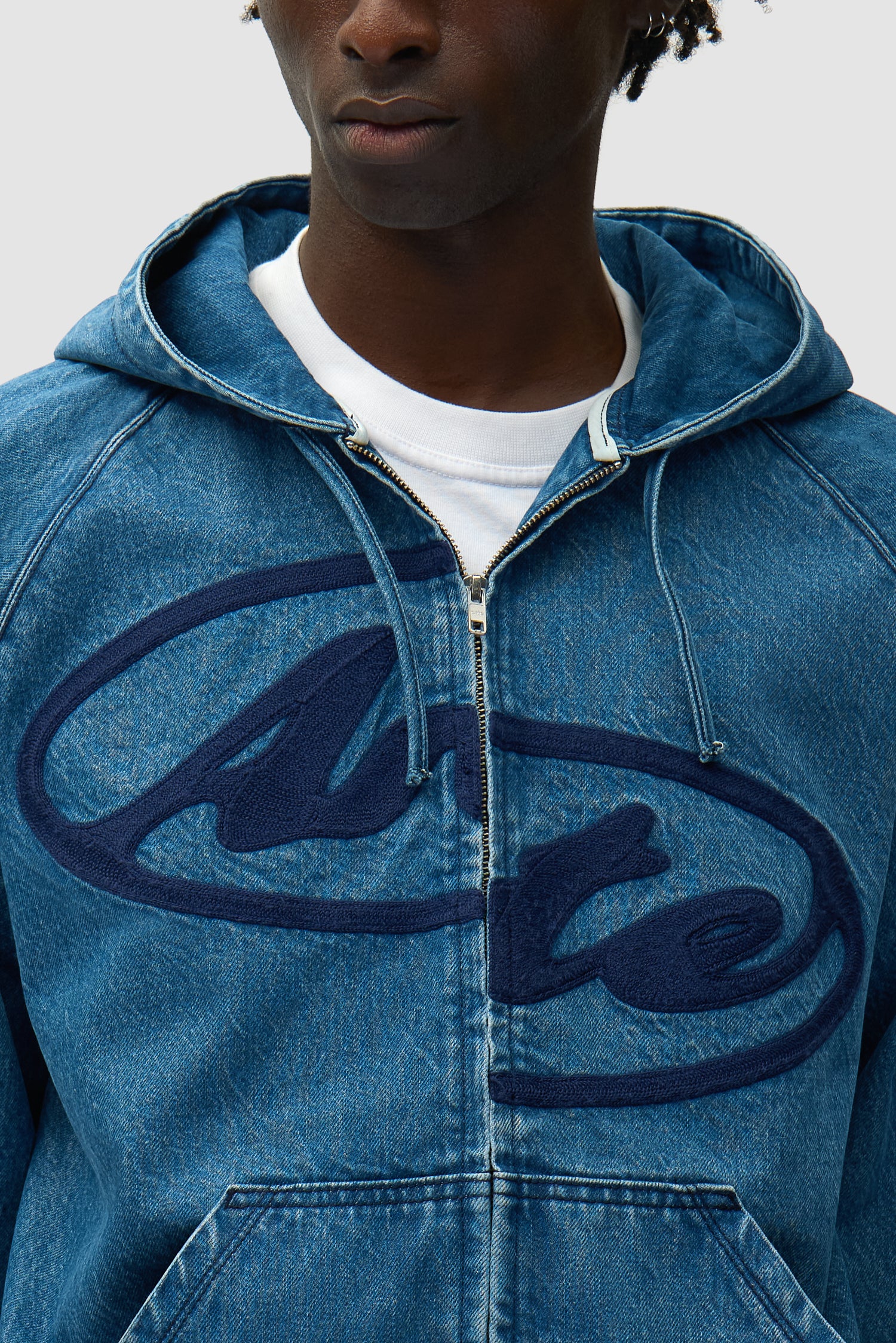 Split Logo denim Hood Jacket - Navy - Image 8