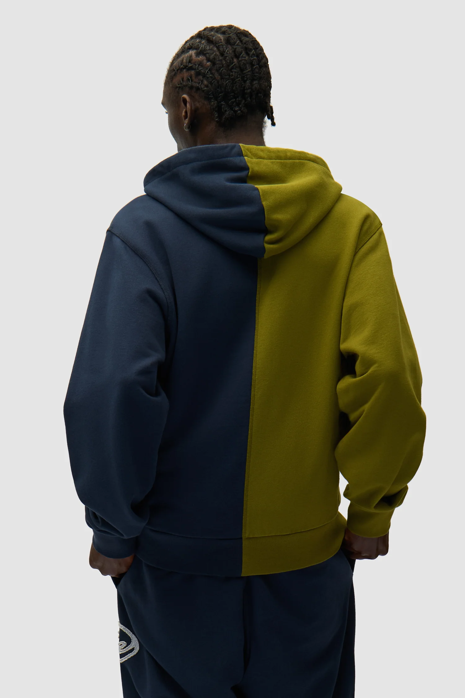 Split Patch Zip Hoodie - Green/Navy - Image 3