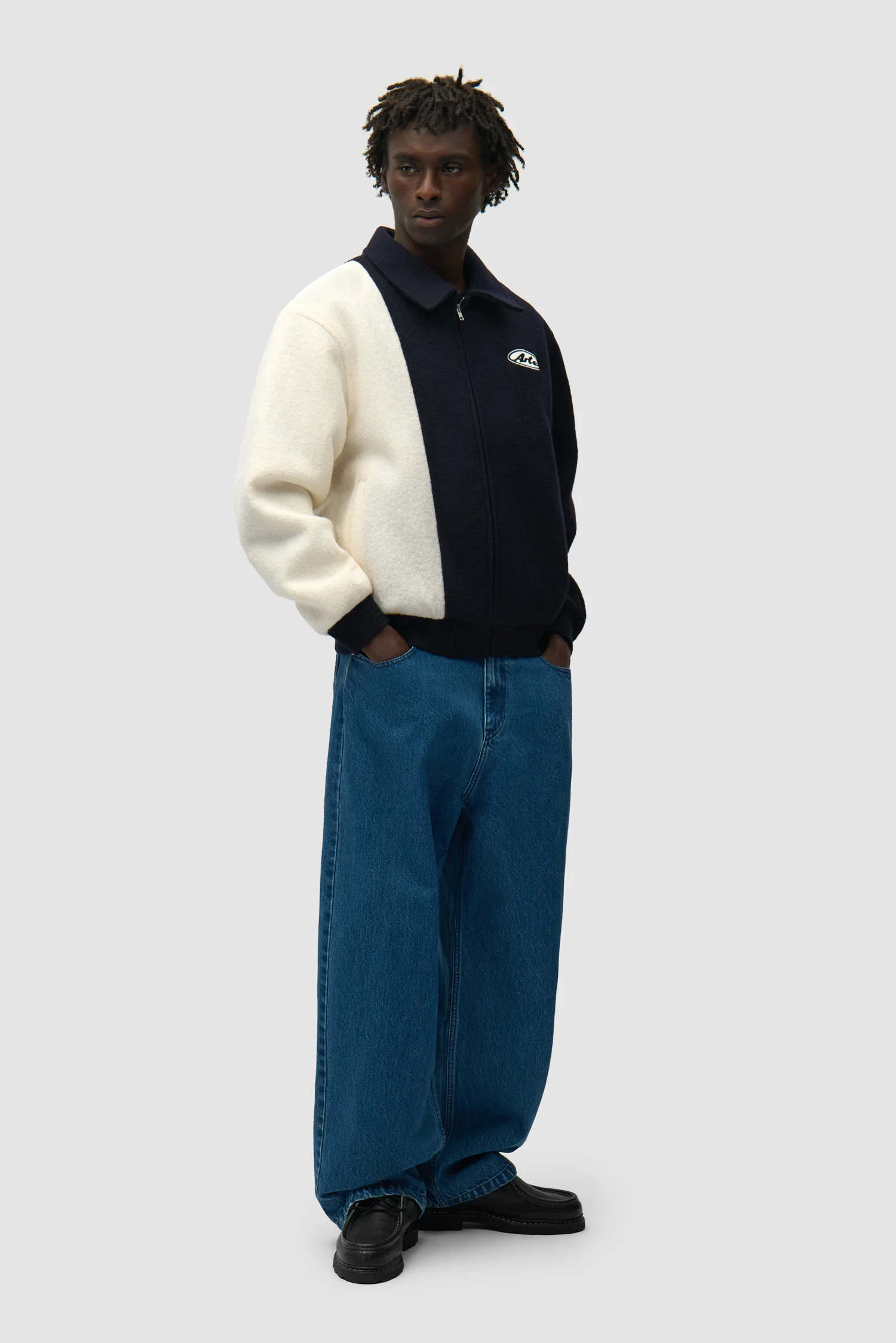 Wool Varsity Jacket - Blue/White - Image 4